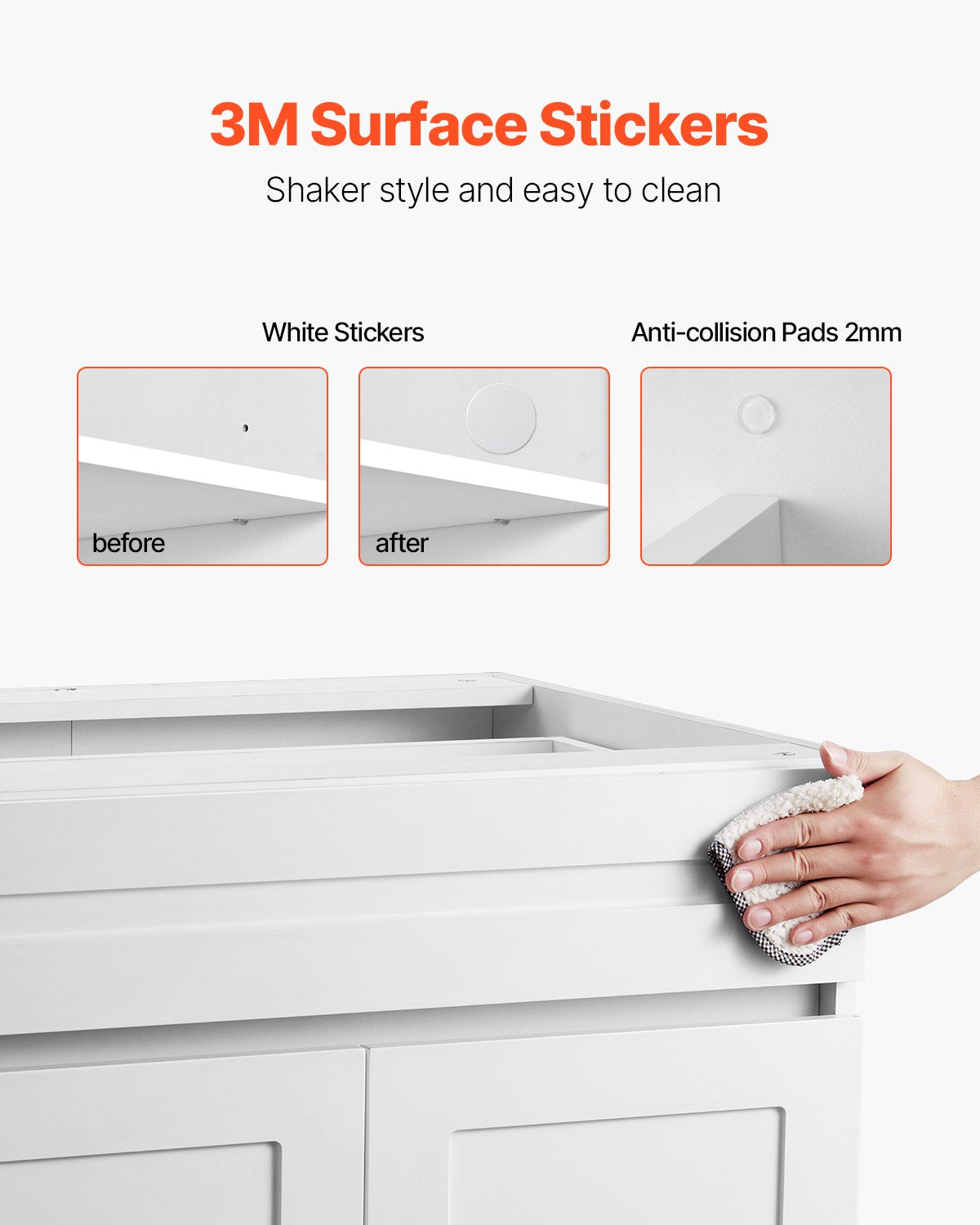VEVOR White Shaker Base Cabinet with Drawer, 36-Inch Unassembled Drawer Base Cabinet, 36" W x 24" D x 34.5" H Ready to Assemble Cabinet with Soft-Close Doors and Adjustable Shelf, for Home Office - CJDJCJDJ1C2MIUY5PV0 - view 5