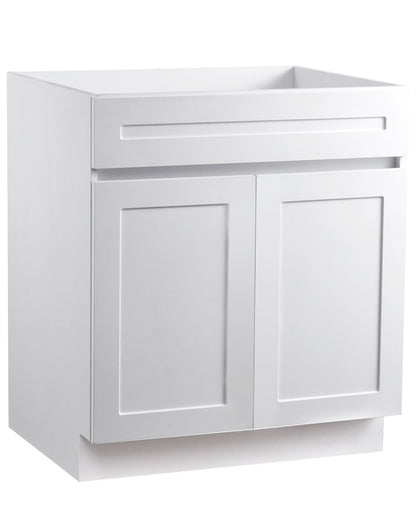 VEVOR White Shaker Base Cabinet, 30-Inch Unassembled Sink Base Cabinet, 30" W x 24" D x 34.5" H Ready to Assemble Cabinet with Soft-Close Doors and Adjustable Shelf, for Home Office - CJDJCJSCDJ1J72CDAV0 - view 1