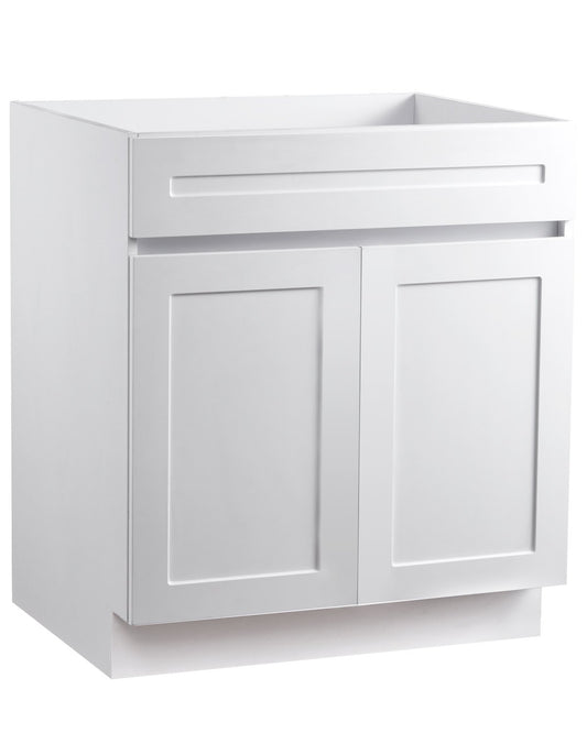 VEVOR White Shaker Base Cabinet, 30-Inch Unassembled Sink Base Cabinet, 30" W x 24" D x 34.5" H Ready to Assemble Cabinet with Soft-Close Doors and Adjustable Shelf, for Home Office - CJDJCJSCDJ1J72CDAV0 - view 1