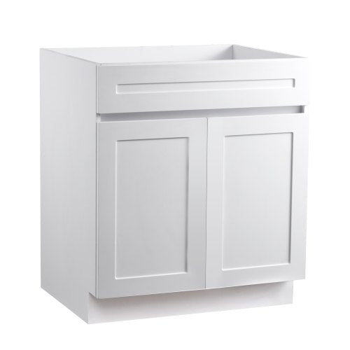 VEVOR White Shaker Base Cabinet, 30-Inch Unassembled Sink Base Cabinet, 30" W x 24" D x 34.5" H Ready to Assemble Cabinet with Soft-Close Doors and Adjustable Shelf, for Home Office - CJDJCJSCDJ1J72CDAV0 - view 2