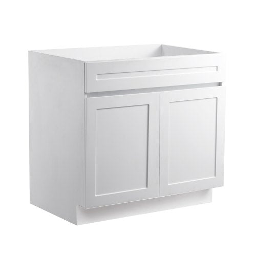 VEVOR White Shaker Base Cabinet, 36-Inch Unassembled Sink Base Cabinet, 36" W x 24" D x 34.5" H Ready to Assemble Cabinet with Soft-Close Doors and Adjustable Shelf, for Home Office - CJDJCJSCDJ1JOXNQ5V0 - view 2
