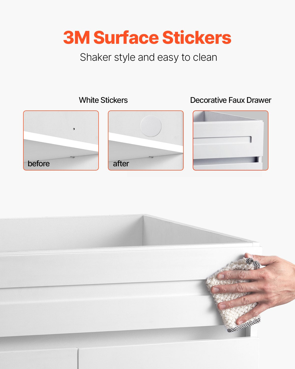 VEVOR White Shaker Base Cabinet, 36-Inch Unassembled Sink Base Cabinet, 36" W x 24" D x 34.5" H Ready to Assemble Cabinet with Soft-Close Doors and Adjustable Shelf, for Home Office - CJDJCJSCDJ1JOXNQ5V0 - view 5