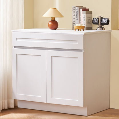VEVOR White Shaker Base Cabinet, 36-Inch Unassembled Sink Base Cabinet, 36" W x 24" D x 34.5" H Ready to Assemble Cabinet with Soft-Close Doors and Adjustable Shelf, for Home Office - CJDJCJSCDJ1JOXNQ5V0 - view 9