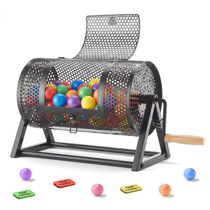 VEVOR Raffle Ticket Spinner, 11.6" x 6.6" Holds 2500 Tickets or 100 Ping Pong Balls, Raffle Drum Lottery Spinning Cage with Reinforced Handle, Stable Triangular Stand, for Events and Gatherings, Black - CJG12YCJSDZJNWU4Q002V0 - view 1