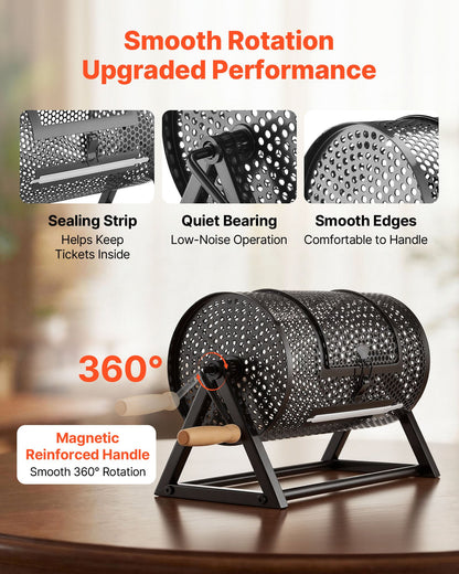 VEVOR Raffle Ticket Spinner, 11.6" x 6.6" Holds 2500 Tickets or 100 Ping Pong Balls, Raffle Drum Lottery Spinning Cage with Reinforced Handle, Stable Triangular Stand, for Events and Gatherings, Black - CJG12YCJSDZJNWU4Q002V0 - view 5