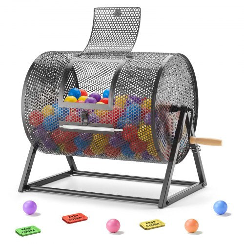 VEVOR Raffle Ticket Spinner, 16.1" x 11.9" Holds 5000 Tickets or 200 Ping Pong Balls, Raffle Drum Lottery Spinning Cage with Reinforced Handle, Stable Triangular Stand, for Events, Gatherings, Black - CJG16YCJSDZJ08RPU002V0 - view 2