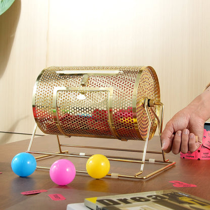 VEVOR Raffle Drum,Holds 2500 Tickets or 100 Ping Pong Balls, Metal Lottery Spinning Drawing with Wooden Turning Handle,11.6 x Ø7.48 inch Brass Plated Raffle Ticket Spinning Cage, for Bingo Ballot Pa - CJGJS12YC0003G2KPV0 - view 9