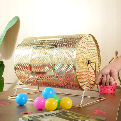 VEVOR Raffle Drum, Holds 5000 Tickets or 200 Ping Pong Balls, Metal Lottery Spinning Drawing with Wooden Turning Handle,16.1 x Ø12 inch Brass Plated Raffle Ticket Spinning Cage, for Bingo Ballot Part - CJGJS16YC000Z86CGV0 - view 9