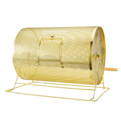 VEVOR Raffle Drum,Holds 10000 Tickets or 300 Ping Pong Balls, Metal Lottery Spinning Drawing with Wooden Turning Handle, 14.8 x Ø21.26 inch Brass Plated Raffle Ticket Spinning Cage, for Bingo Ballot - CJGJS19YC000HNSYJV0 - view 10