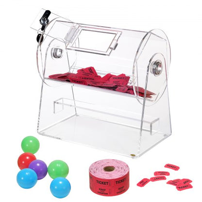VEVOR Acrylic Raffle Drum, Professional Raffle Ticket Spinning Cage with 2 Keys, Transparent Lottery Spinning Drawing, Holds 2500 Tickets or 100 Raffle Balls,Raffle Ticket Box for Lottery Games Bingo - CJGSL12YC0007VKLTV0 - view 2