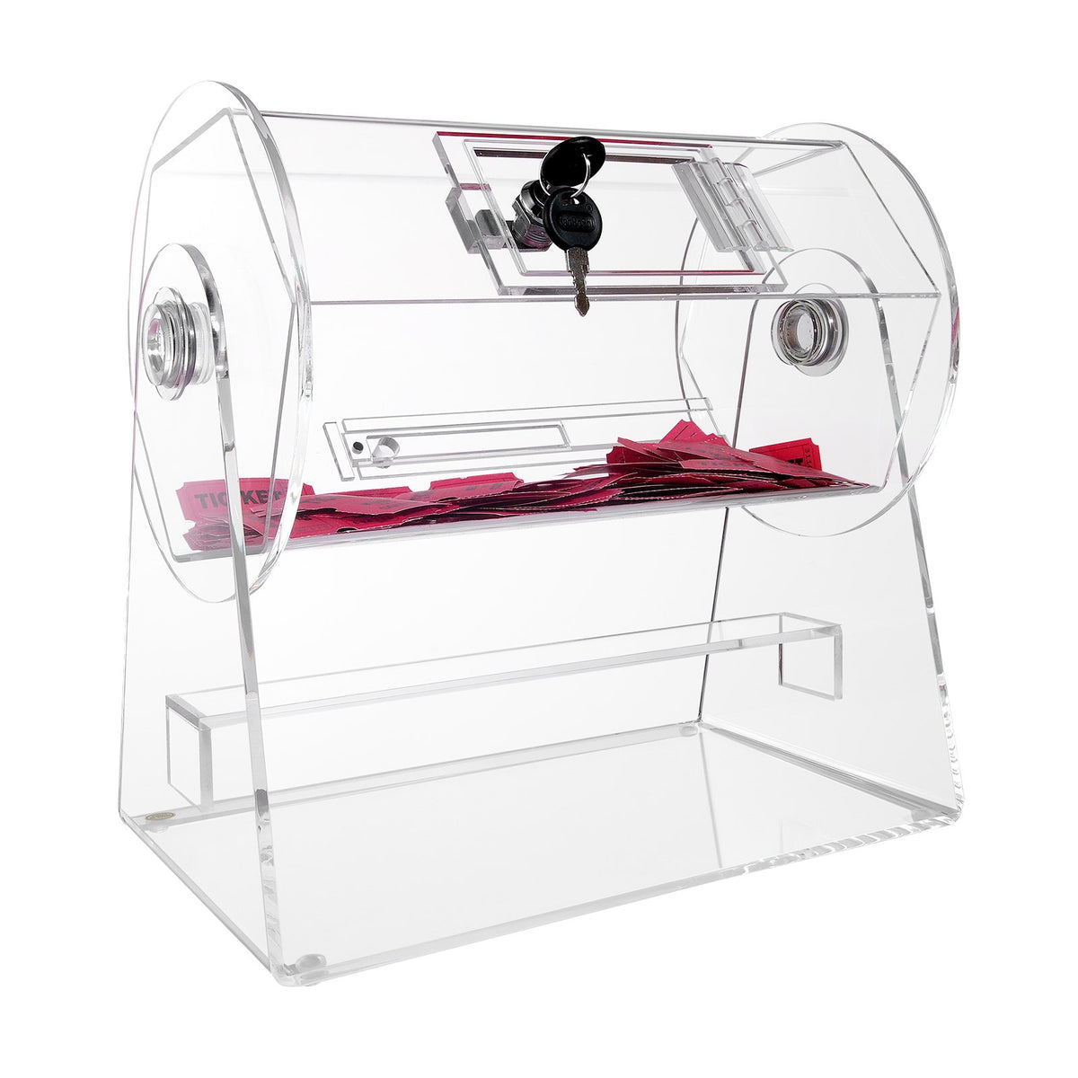 VEVOR Acrylic Raffle Drum, Professional Raffle Ticket Spinning Cage with 2 Keys, Transparent Lottery Spinning Drawing, Holds 2500 Tickets or 100 Raffle Balls,Raffle Ticket Box for Lottery Games Bingo - CJGSL12YC0007VKLTV0 - view 10