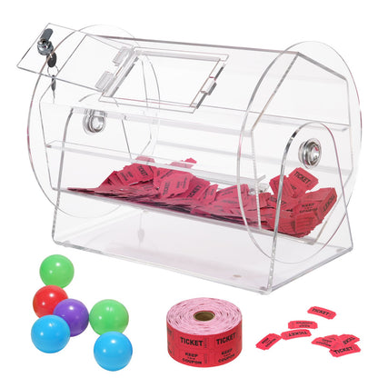 VEVOR Acrylic Raffle Drum,Professional Raffle Ticket Spinning Cage with 2 Keys, Transparent Lottery Spinning Drawing, Holds 5000 Tickets or 200 Raffle Balls, Raffle Ticket Box for Lottery Games Bingo - CJGSL16YC000SJDVGV0 - view 1
