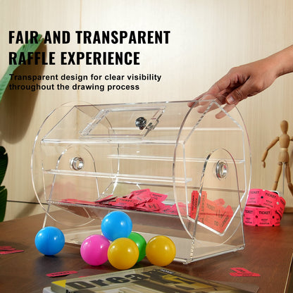 VEVOR Acrylic Raffle Drum,Professional Raffle Ticket Spinning Cage with 2 Keys, Transparent Lottery Spinning Drawing, Holds 5000 Tickets or 200 Raffle Balls, Raffle Ticket Box for Lottery Games Bingo - CJGSL16YC000SJDVGV0 - view 7