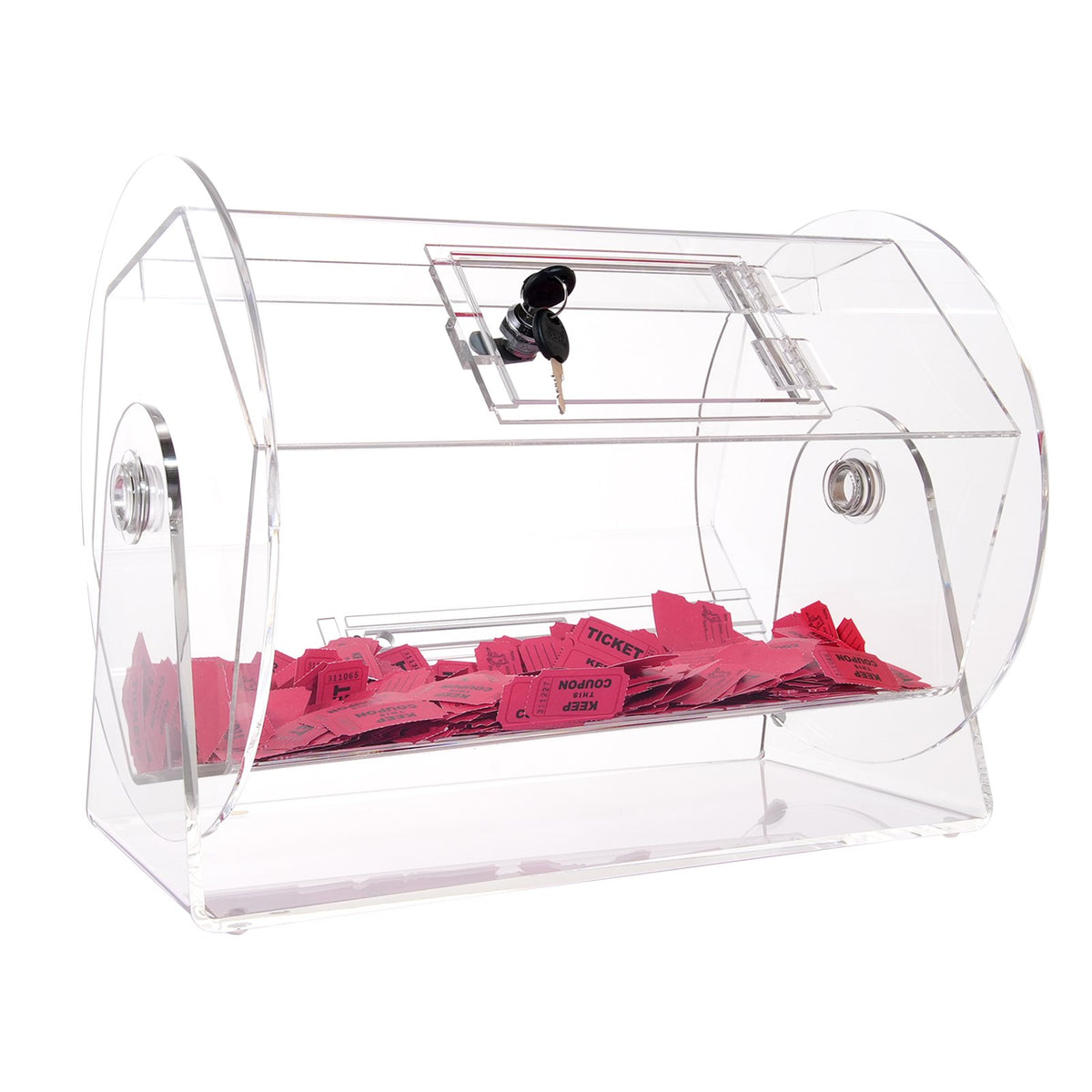VEVOR Acrylic Raffle Drum,Professional Raffle Ticket Spinning Cage with 2 Keys, Transparent Lottery Spinning Drawing, Holds 5000 Tickets or 200 Raffle Balls, Raffle Ticket Box for Lottery Games Bingo - CJGSL16YC000SJDVGV0 - view 10