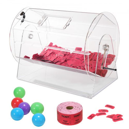 VEVOR Acrylic Raffle Drum,Professional Raffle Ticket Spinning Cage with 2 Keys, Transparent Lottery Spinning Drawing, Holds 10000 Tickets or 300 Raffle Balls, Raffle Ticket Box for Lottery Games Bing - CJGSL19YC000YJZATV0 - view 2