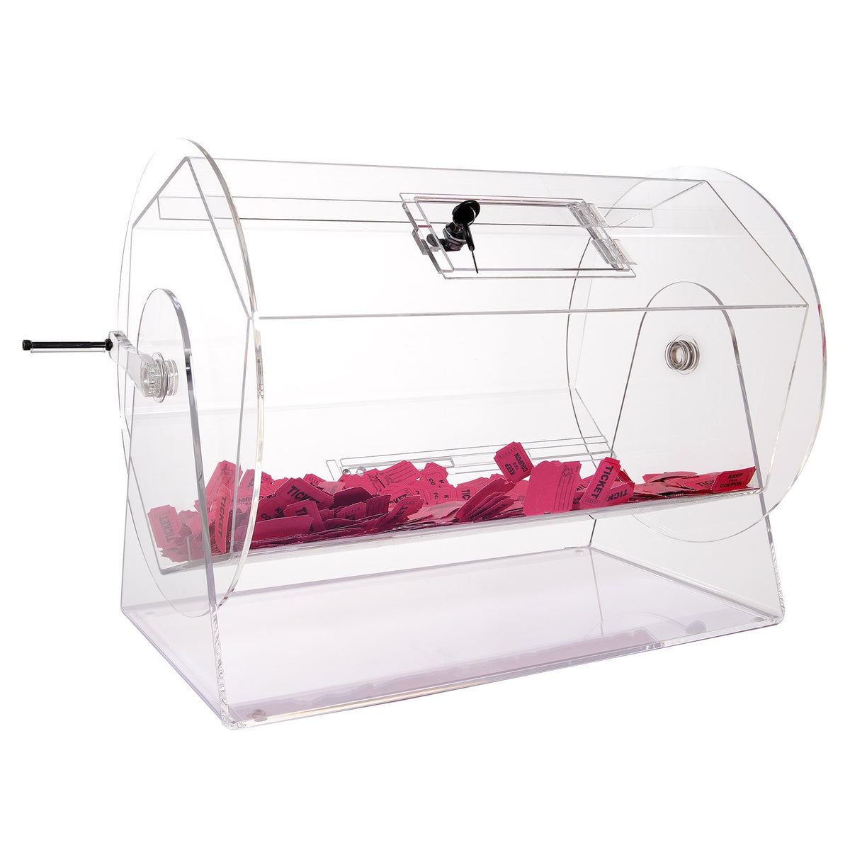 VEVOR Acrylic Raffle Drum,Professional Raffle Ticket Spinning Cage with 2 Keys, Transparent Lottery Spinning Drawing, Holds 10000 Tickets or 300 Raffle Balls, Raffle Ticket Box for Lottery Games Bing - CJGSL19YC000YJZATV0 - view 10