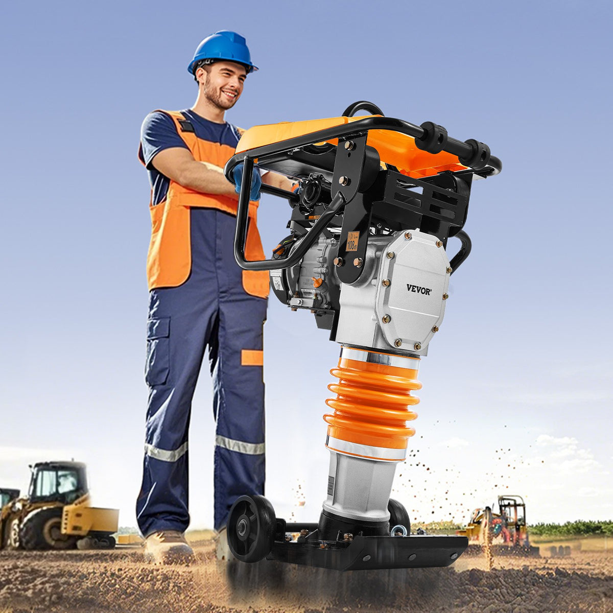 VEVOR Jumping Jack Compactor, 6.5 HP Vibratory Rammer Fuel-Powered 196 cc Engine Tamper, 3600 lbs Impact Force, 26" Max Compaction Depth, for Soil, Gravel, Footings, Concrete Slabs, and Foundations - CJHDDH70HP00VXFV2V0 - view 9