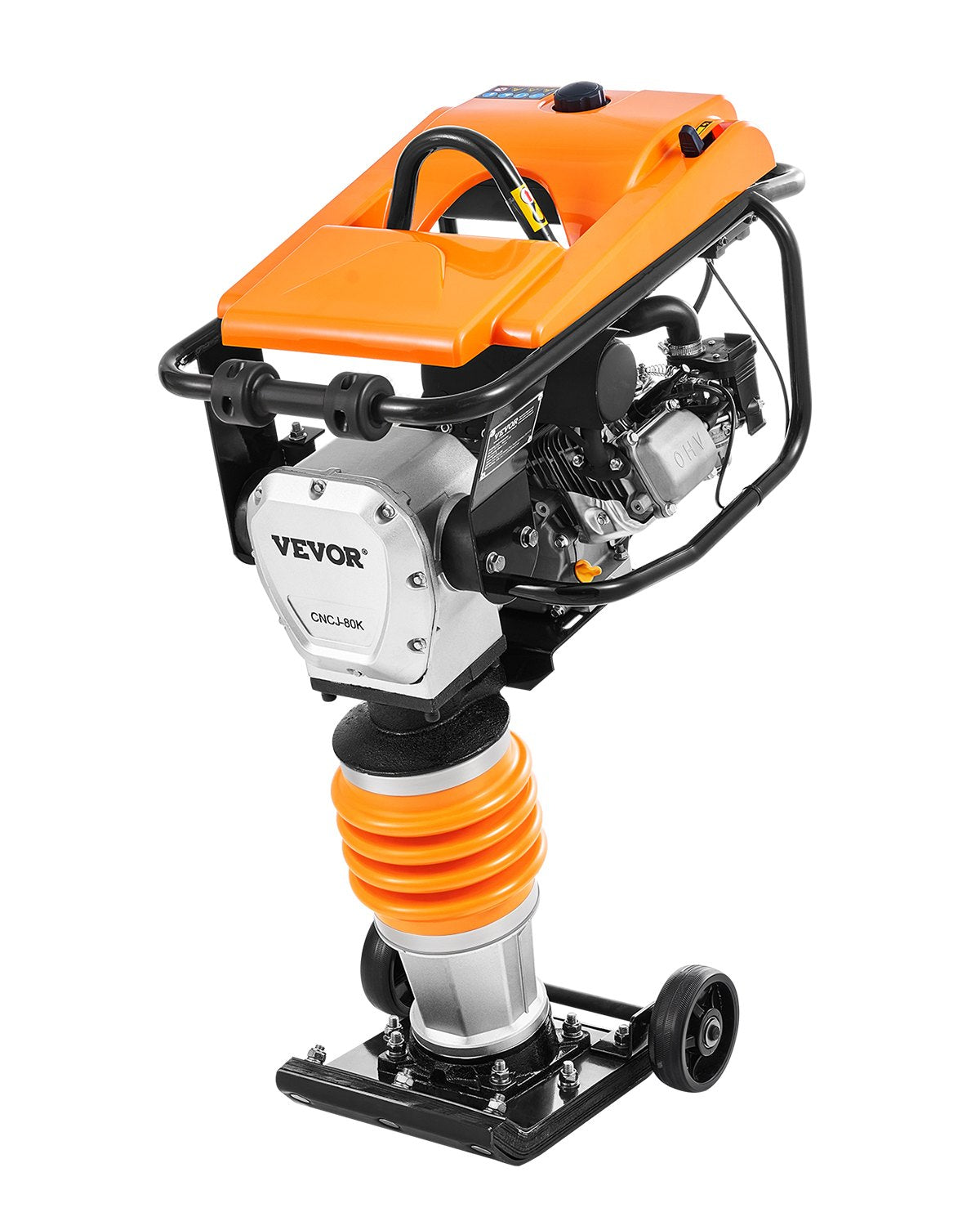 VEVOR Jumping Jack Compactor, 6.5 HP Vibratory Rammer Fuel-Powered 196 cc Engine Tamper, 3600 lbs Impact Force, 26" Max Compaction Depth, Four-Spring, for Soil, Gravel, Concrete Slabs, Foundations - CJHSDH70HP00SFQQSV0 - view 1