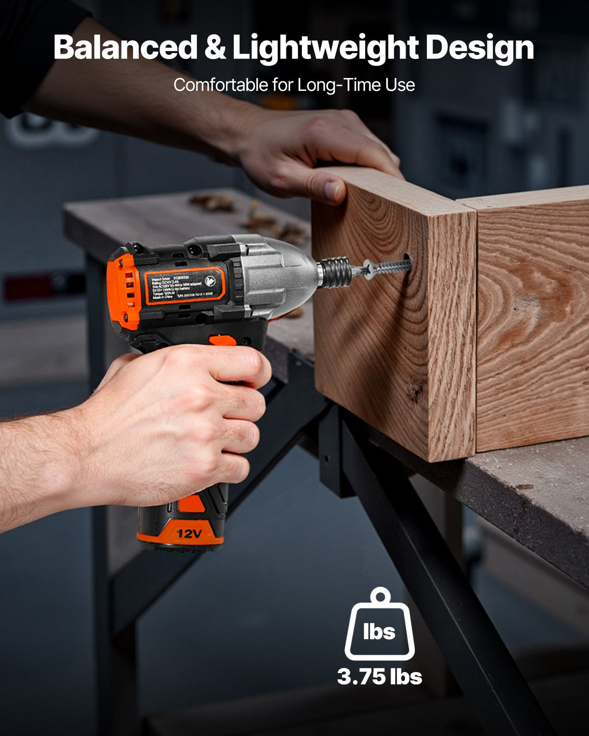 VEVOR Impact Driver, 1/4 Inch, 3000 RPM Max Speed, 12 V Brushless Motor, Electric Cordless Impact Driver Kit with Battery and Charger, 20 Bits, LED Work Light, for Furniture, Electrical, Home Repairs - CJQZ12V120NMIKE45001V1 - view 8