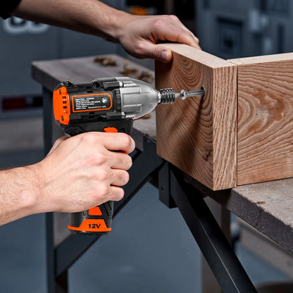 VEVOR Impact Driver, 1/4 Inch, 3000 RPM Max Speed, 12 V Brushless Motor, Electric Cordless Impact Driver Kit with Battery and Charger, 20 Bits, LED Work Light, for Furniture, Electrical, Home Repairs - CJQZ12V120NMIKE45001V1 - view 9