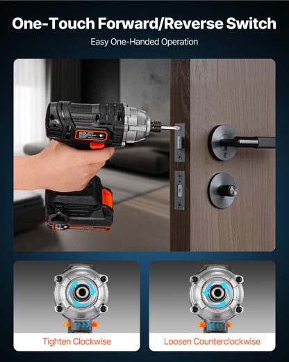 VEVOR Impact Driver, 1/4 Inch, 2800 RPM Max Speed, 20 V Powerful Motor, Electric Cordless Impact Driver Kit with Battery and Charger, 10 Bits, LED Work Light, for Furniture, Electrical, Home Repairs - CJQZ20V180NMT7ZY6001V1 - view 5