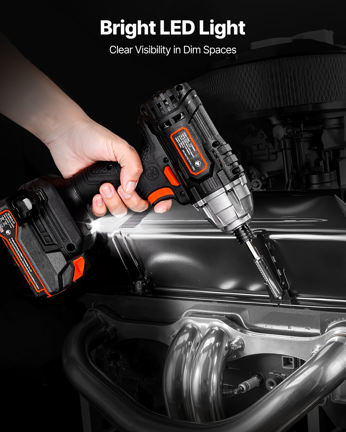 VEVOR Impact Driver, 1/4 Inch, 2800 RPM Max Speed, 20 V Powerful Motor, Electric Cordless Impact Driver Kit with Battery and Charger, 10 Bits, LED Work Light, for Furniture, Electrical, Home Repairs - CJQZ20V180NMT7ZY6001V1 - view 7