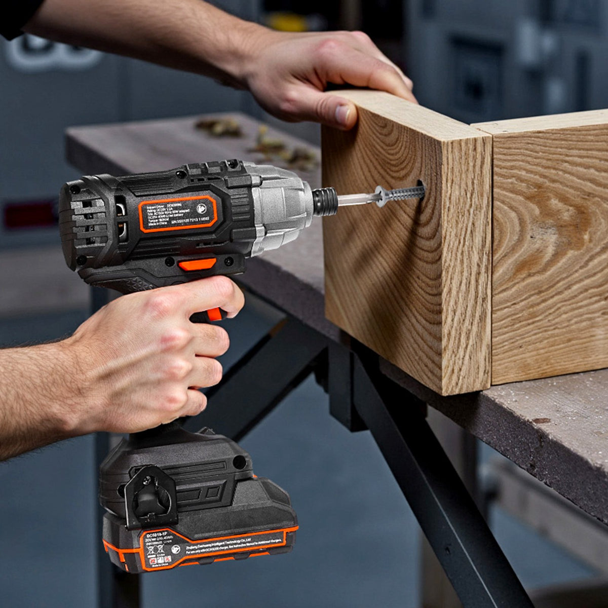 VEVOR Impact Driver, 1/4 Inch, 2800 RPM Max Speed, 20 V Powerful Motor, Electric Cordless Impact Driver Kit with Battery and Charger, 10 Bits, LED Work Light, for Furniture, Electrical, Home Repairs - CJQZ20V180NMT7ZY6001V1 - view 9