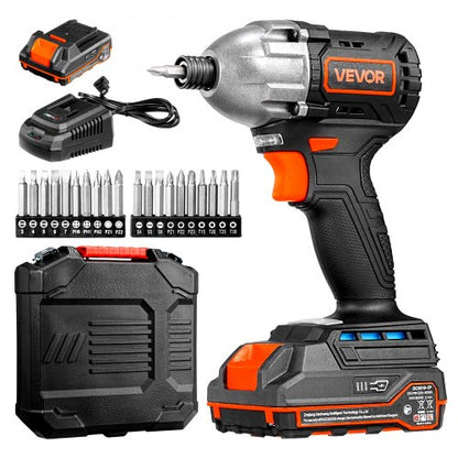 VEVOR Impact Driver, 1/4 Inch, 2800 RPM Max Speed, 20 V Brushless Motor, Electric Cordless Impact Driver Kit with Battery and Charger, 20 Bits, LED Work Light, for Furniture, Electrical, Home Repairs - CJQZ20V300NM77QVW001V1 - view 2