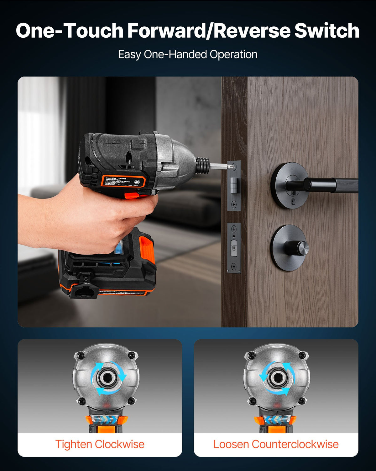 VEVOR Impact Driver, 1/4 Inch, 2800 RPM Max Speed, 20 V Brushless Motor, Electric Cordless Impact Driver Kit with Battery and Charger, 20 Bits, LED Work Light, for Furniture, Electrical, Home Repairs - CJQZ20V300NM77QVW001V1 - view 5
