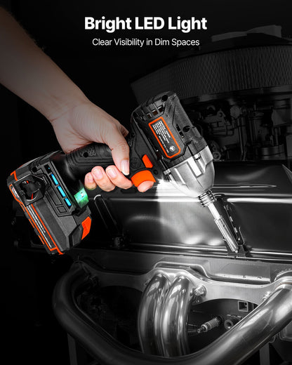 VEVOR Impact Driver, 1/4 Inch, 2800 RPM Max Speed, 20 V Brushless Motor, Electric Cordless Impact Driver Kit with Battery and Charger, 20 Bits, LED Work Light, for Furniture, Electrical, Home Repairs - CJQZ20V300NM77QVW001V1 - view 7