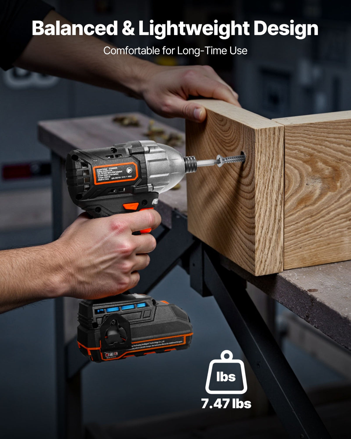 VEVOR Impact Driver, 1/4 Inch, 2800 RPM Max Speed, 20 V Brushless Motor, Electric Cordless Impact Driver Kit with Battery and Charger, 20 Bits, LED Work Light, for Furniture, Electrical, Home Repairs - CJQZ20V300NM77QVW001V1 - view 8