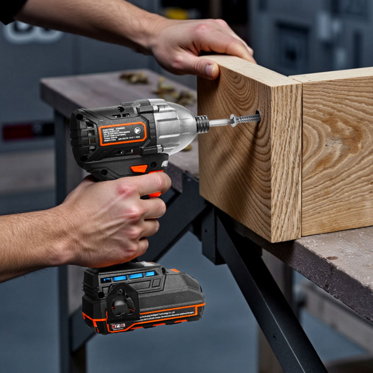 VEVOR Impact Driver, 1/4 Inch, 2800 RPM Max Speed, 20 V Brushless Motor, Electric Cordless Impact Driver Kit with Battery and Charger, 20 Bits, LED Work Light, for Furniture, Electrical, Home Repairs - CJQZ20V300NM77QVW001V1 - view 9