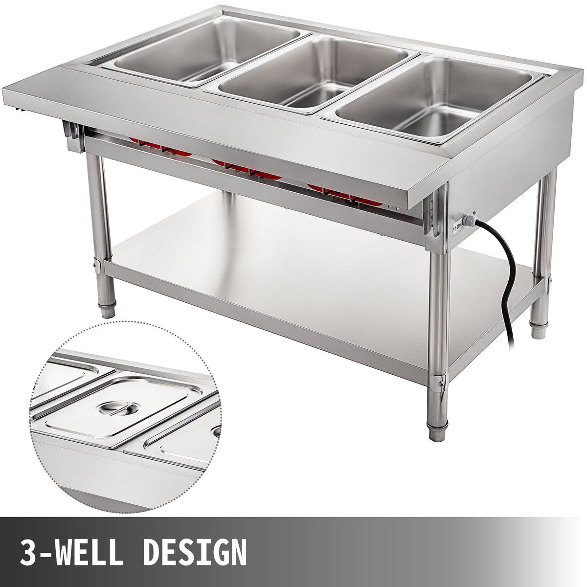 VEVOR Commercial Food Steam Table - Select Your Configuration - CJRT3G1500W000001V1 - view 3