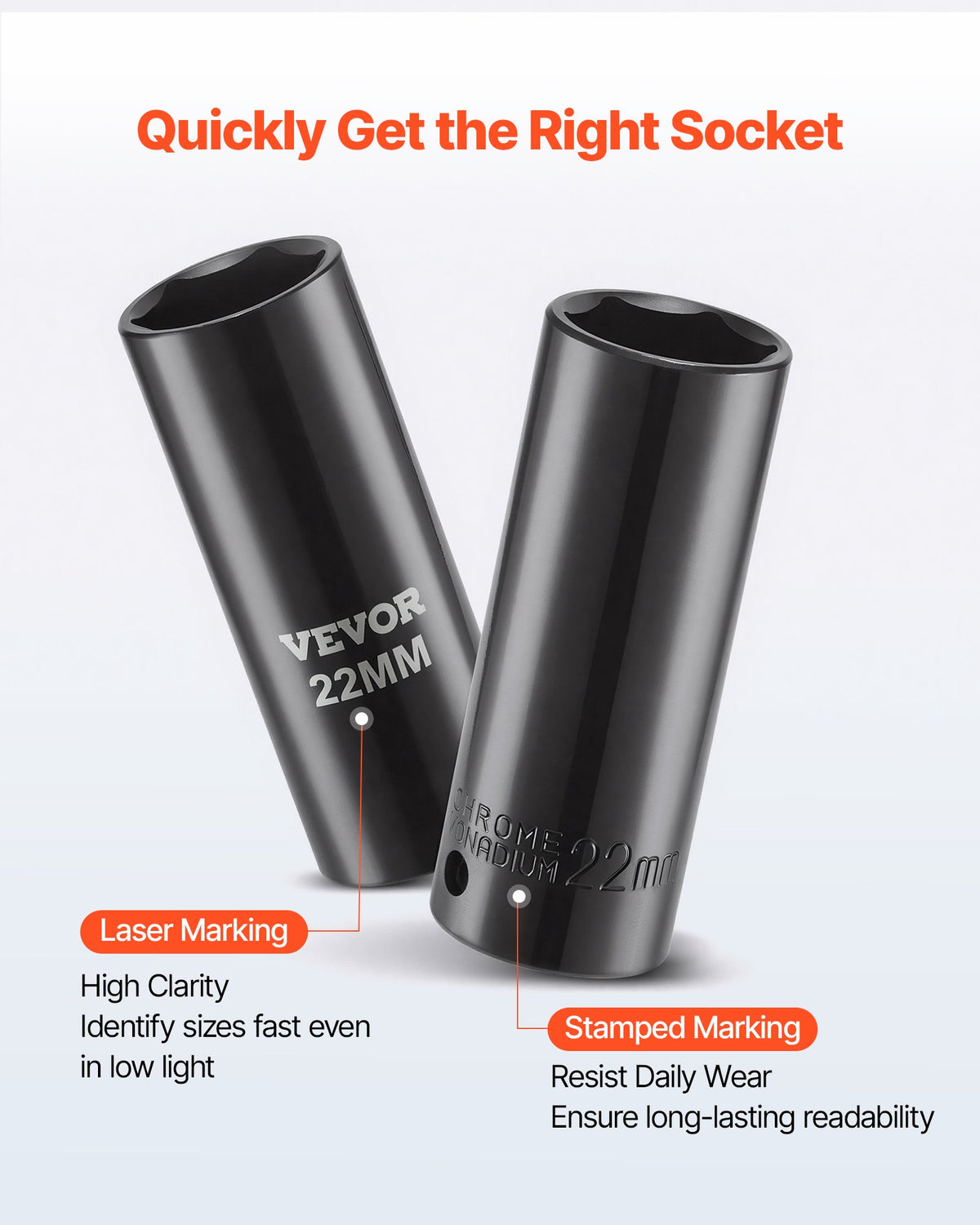 VEVOR 1/2 in Drive Impact Socket Set, 29 Piece, 6 Point Deep Impact Sockets, SAE (3/8 to 1 inch) and Metric (10 to 24 mm) Sizes with Extension Bars (3, 5, 10 in), Cr-V Steel, Heavy Duty Carrying Case - CJTTTZCRVCZ240U6O001V0 - view 5