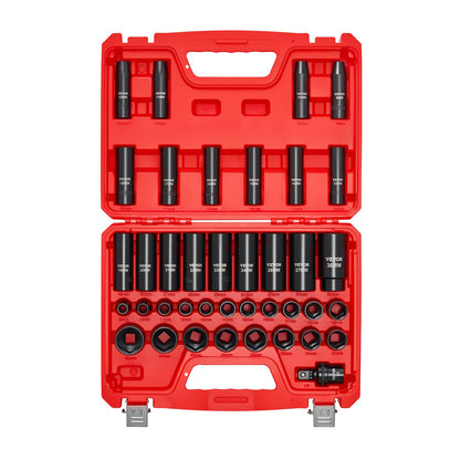 VEVOR 1/2 in Drive Impact Socket Set, 39 Piece, 6 Point Deep & Shallow Impact Sockets, Metric 9 to 30 mm, Cr-V Steel High Durability, with Universal Joint, Dual Size Markings, Heavy Duty Carrying Case - CJTTTZCRVCZ39H54I001V0 - view 10