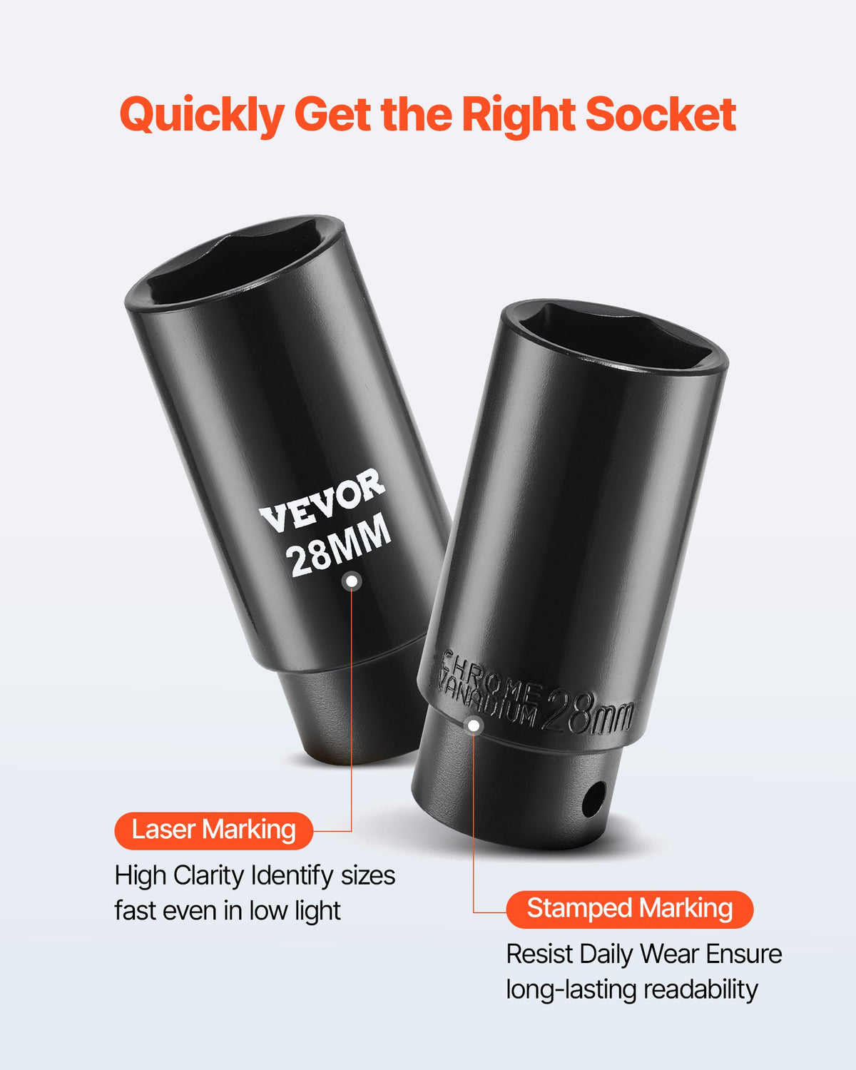 VEVOR 1/2 in Drive Impact Socket Set, 91 Piece, 6 Point Deep & Shallow Impact Sockets, SAE (5/16 to 1-1/4 in) and Metric (8 to 32 mm) Sizes with Extension Bars (3, 5, 10 in), Cr-V Steel, Carrying Case - CJTTTZCRVCZ9EX88K001V0 - view 5