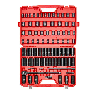 VEVOR 1/2 in Drive Impact Socket Set, 91 Piece, 6 Point Deep & Shallow Impact Sockets, SAE (5/16 to 1-1/4 in) and Metric (8 to 32 mm) Sizes with Extension Bars (3, 5, 10 in), Cr-V Steel, Carrying Case - CJTTTZCRVCZ9EX88K001V0 - view 10