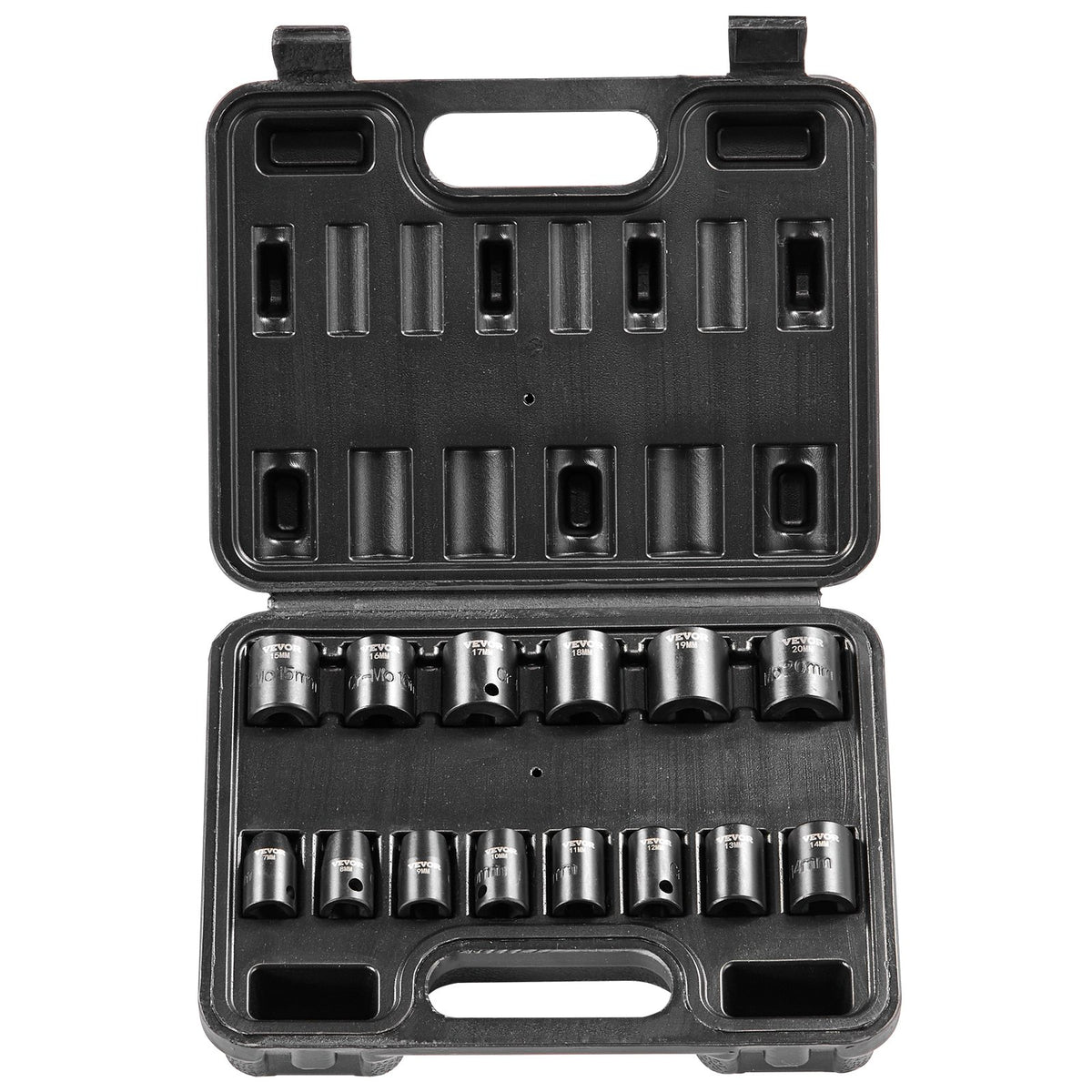 VEVOR 3/8" Drive Impact Socket Set, 14 Piece Shallow Socket Set Metric 7-20mm, 6 Point Cr-Mo Alloy Steel for Auto Repair, Easy-to-Read Size Markings, Rugged Construction, Includes Storage Case - CJTTZJ1CRMO17G1EZV0 - view 1