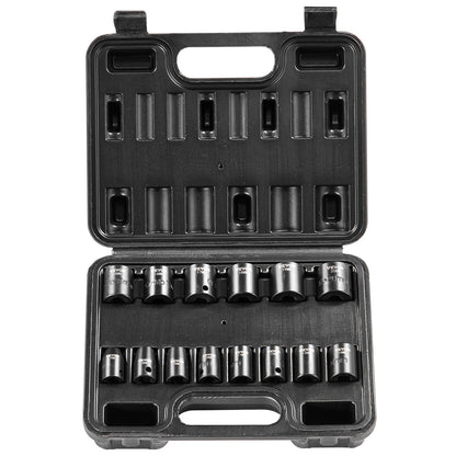 VEVOR 3/8" Drive Impact Socket Set, 14 Piece Shallow Socket Set Metric 7-20mm, 6 Point Cr-Mo Alloy Steel for Auto Repair, Easy-to-Read Size Markings, Rugged Construction, Includes Storage Case - CJTTZJ1CRMO17G1EZV0 - view 1