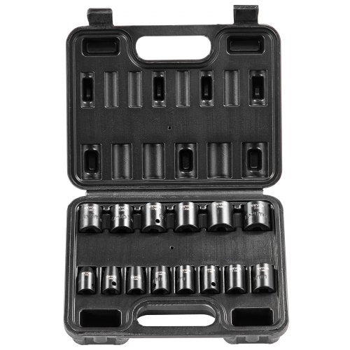 VEVOR 3/8" Drive Impact Socket Set, 14 Piece Shallow Socket Set Metric 7-20mm, 6 Point Cr-Mo Alloy Steel for Auto Repair, Easy-to-Read Size Markings, Rugged Construction, Includes Storage Case - CJTTZJ1CRMO17G1EZV0 - view 2