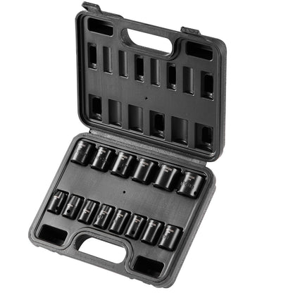 VEVOR 3/8" Drive Impact Socket Set, 14 Piece Shallow Socket Set Metric 7-20mm, 6 Point Cr-Mo Alloy Steel for Auto Repair, Easy-to-Read Size Markings, Rugged Construction, Includes Storage Case - CJTTZJ1CRMO17G1EZV0 - view 10