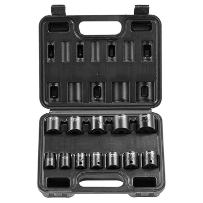 VEVOR 3/8" Drive Impact Socket Set, 12 Piece Shallow Socket Set SAE 5/16"-1", 6 Point Cr-Mo Alloy Steel for Auto Repair, Easy-to-Read Size Markings, Rugged Construction, Includes Storage Case - CJTTZJ1CRMO1I8WKXV0 - view 1