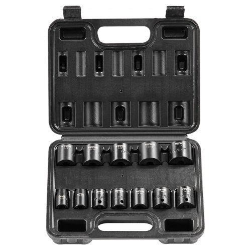 VEVOR 3/8" Drive Impact Socket Set, 12 Piece Shallow Socket Set SAE 5/16"-1", 6 Point Cr-Mo Alloy Steel for Auto Repair, Easy-to-Read Size Markings, Rugged Construction, Includes Storage Case - CJTTZJ1CRMO1I8WKXV0 - view 2
