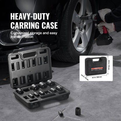 VEVOR 3/8" Drive Impact Socket Set, 12 Piece Shallow Socket Set SAE 5/16"-1", 6 Point Cr-Mo Alloy Steel for Auto Repair, Easy-to-Read Size Markings, Rugged Construction, Includes Storage Case - CJTTZJ1CRMO1I8WKXV0 - view 7