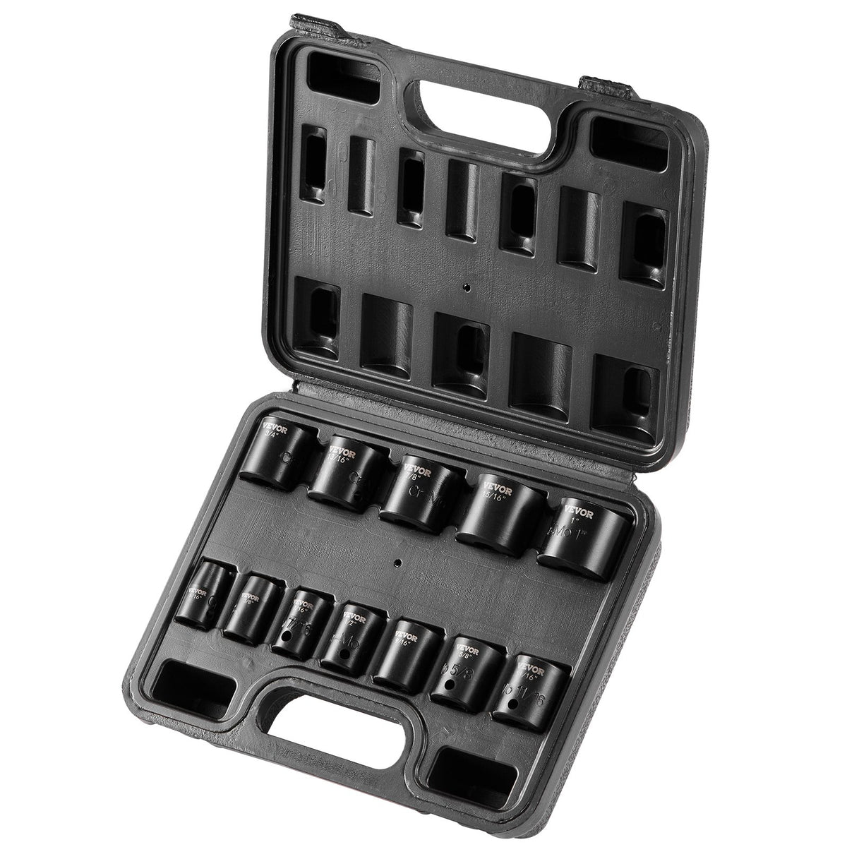 VEVOR 3/8" Drive Impact Socket Set, 12 Piece Shallow Socket Set SAE 5/16"-1", 6 Point Cr-Mo Alloy Steel for Auto Repair, Easy-to-Read Size Markings, Rugged Construction, Includes Storage Case - CJTTZJ1CRMO1I8WKXV0 - view 10