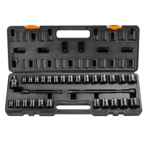 VEVOR 3/8" Drive Impact Socket Set, 29 Piece Shallow Socket Set SAE 3/8"-1" and Metric 8-22mm, 6 Point CR-V Alloy Steel for Auto Repair, Easy-to-Read Size Markings, Rugged Construction, Storage Case - CJTTZJ1CRV299EO2EV0 - view 2