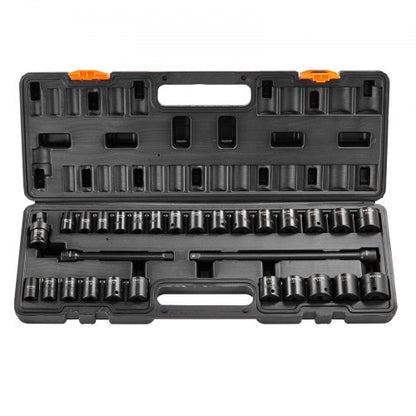 VEVOR 3/8" Drive Impact Socket Set, 29 Piece Shallow Socket Set SAE 3/8"-1" and Metric 8-22mm, 6 Point CR-V Alloy Steel for Auto Repair, Easy-to-Read Size Markings, Rugged Construction, Storage Case - CJTTZJ1CRV299EO2EV0 - view 2