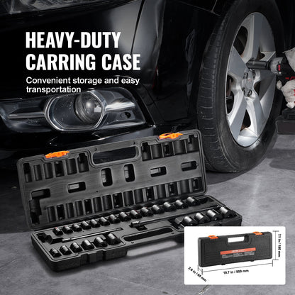 VEVOR 3/8" Drive Impact Socket Set, 29 Piece Shallow Socket Set SAE 3/8"-1" and Metric 8-22mm, 6 Point CR-V Alloy Steel for Auto Repair, Easy-to-Read Size Markings, Rugged Construction, Storage Case - CJTTZJ1CRV299EO2EV0 - view 7