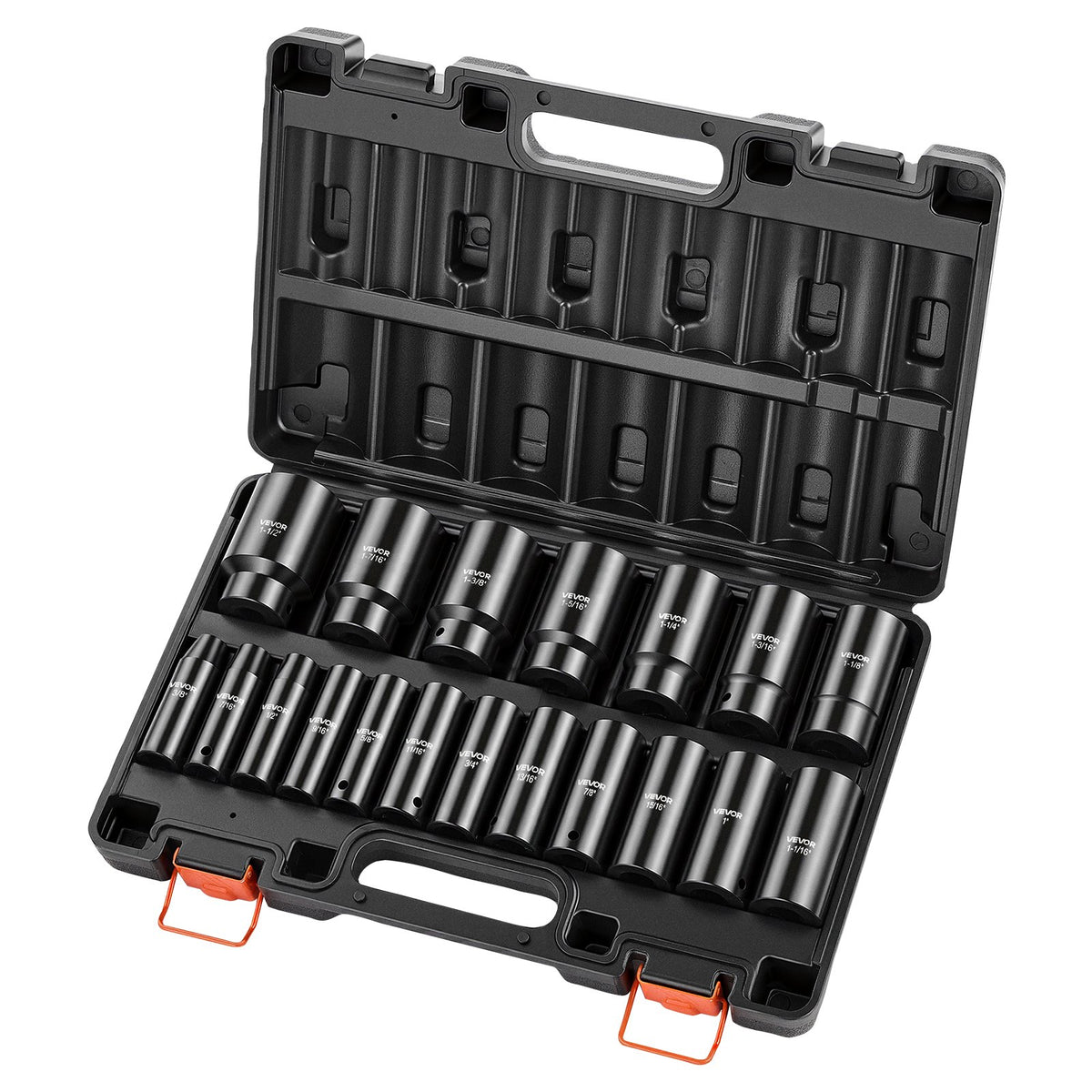 VEVOR Impact Socket Set, 1/2" 19 Piece Impact Sockets, Deep Socket, 6-Point Sockets, 1/2" Drive Set 3/8" to 1-1/2", Cr-V Rugged Construction, Easy to Identify, with a Sturdy Storage Case, for Vehicles - CJTTZJCRVCRMIZU25001V0 - view 10