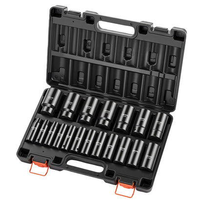 VEVOR Impact Socket Set, 1/2" 19 Piece Impact Sockets, Deep Socket, 6-Point Sockets, 1/2" Drive Set 3/8" to 1-1/2", Cr-V Rugged Construction, Easy to Identify, with a Sturdy Storage Case, for Vehicles - CJTTZJCRVCRMIZU25001V0 - view 10